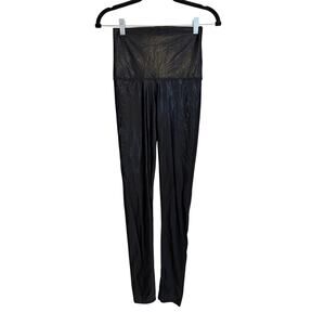 Emily Hsu Leggings XS Black Metallic High Rise Sparkly Shimmer Workout Training